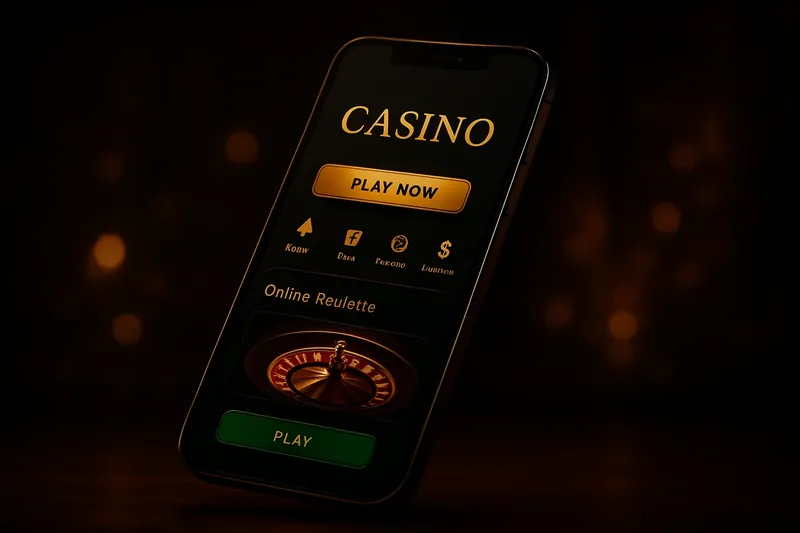 Modern smartphone showing dark premium casino app with green accents